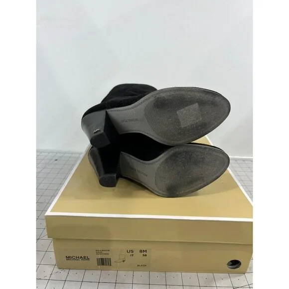Michael Kors Divia Bootie Black Suede High Heel Boots Women's Sz. 8 US 38 EU - Picture 8 of 9